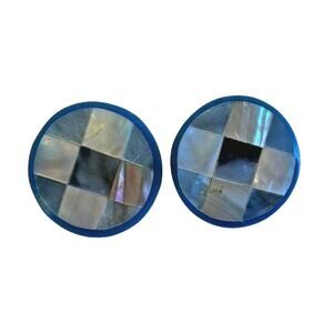 Vintage Pierced Earrings Shell Button Style Mod